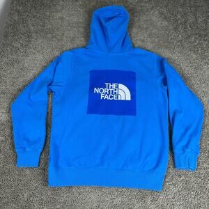 The North Face Hoodie Mens Medium Blue White Half Dome Logo Sweatshirt Pullover
